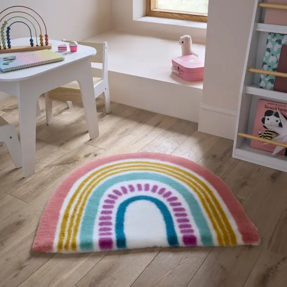 Rainbow Shaped Rug - Multicolor, Faux Fur image