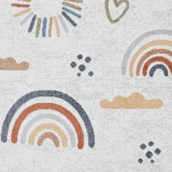 Rainbow Sun Washable Rug - Multicoloured