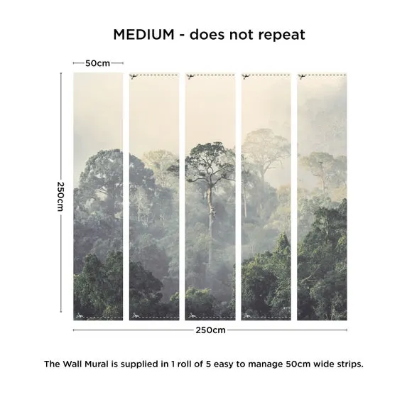 Rainforest Wall Mural - Green, Non-Woven Paper