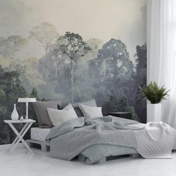 Rainforest Wall Mural - Green, Non-Woven Paper image