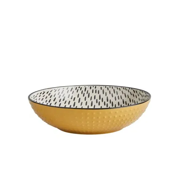 Ramen Bowl with Dashed Pattern - Ochre, Stoneware image