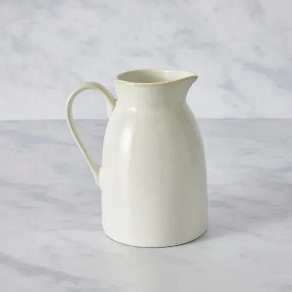 Reactive Glaze Pitcher - White, Stoneware