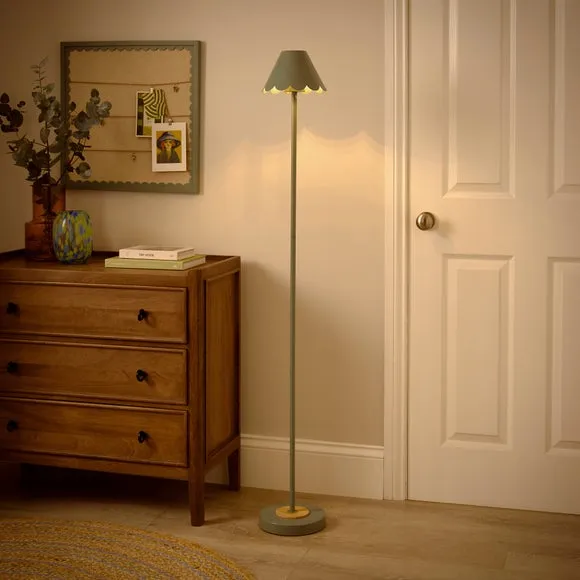 Rechargeable Floor Lamp Scalloped - Green, Metal