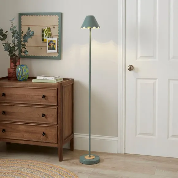 Rechargeable Floor Lamp Scalloped - Green, Metal image