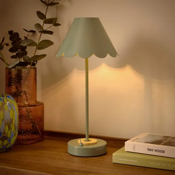 Rechargeable Table Lamp Scalloped - Green, Metal