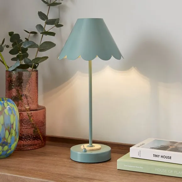 Rechargeable Table Lamp Scalloped - Green, Metal
