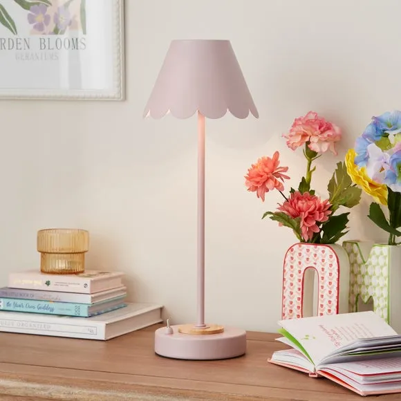 Rechargeable Table Lamp Scalloped - Heather, Metal