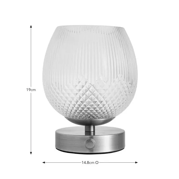 Rechargeable Table Lamp Touch Dimmable - Clear Glass