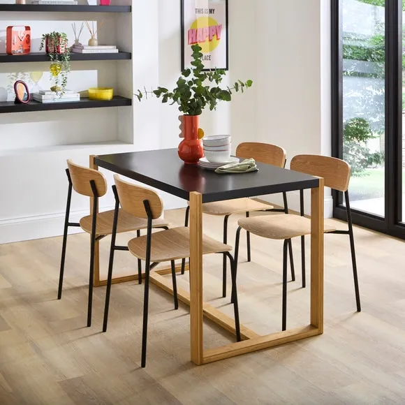 Rectangle 4-Seater Dining Table - Black, Wood image