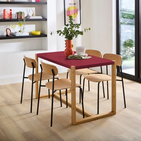 Rectangle 4-Seater Dining Table - Burgundy, Wood
