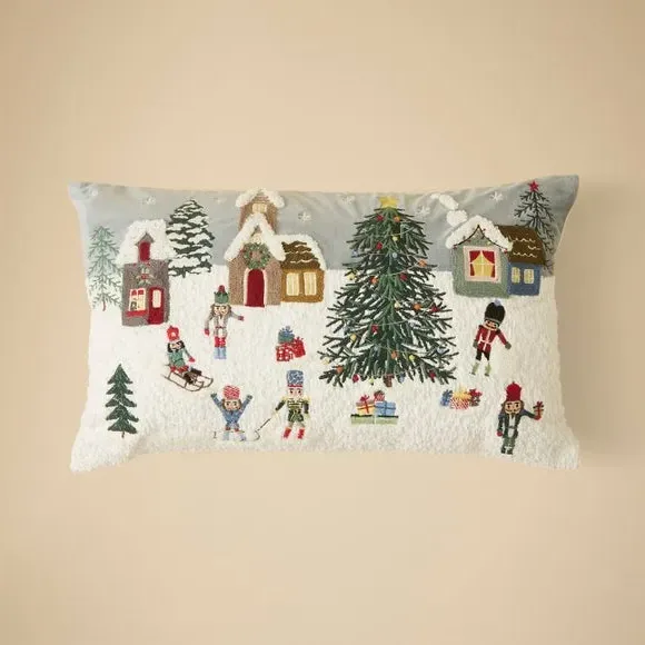Rectangle Cushion Christmas Scene - Multicolor
