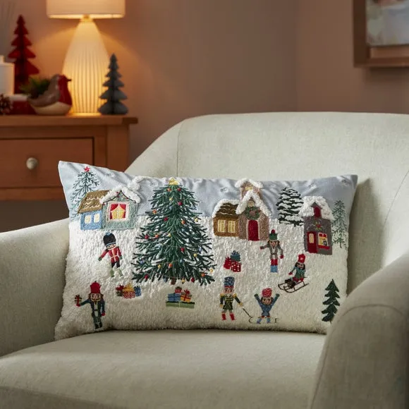 Rectangle Cushion Christmas Scene - Multicolor image