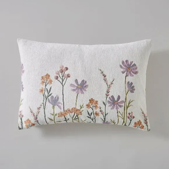 Rectangle Cushion Cover Floral - Natural, Chenille
