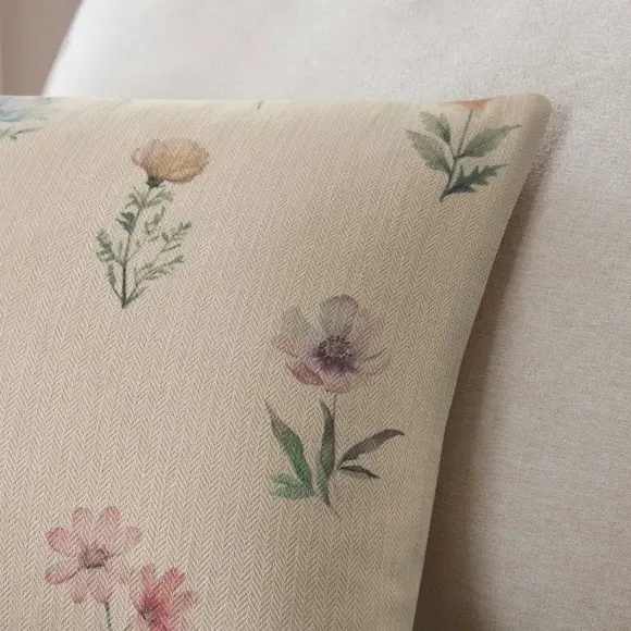 Rectangle Cushion Cover - Natural, Floral Print