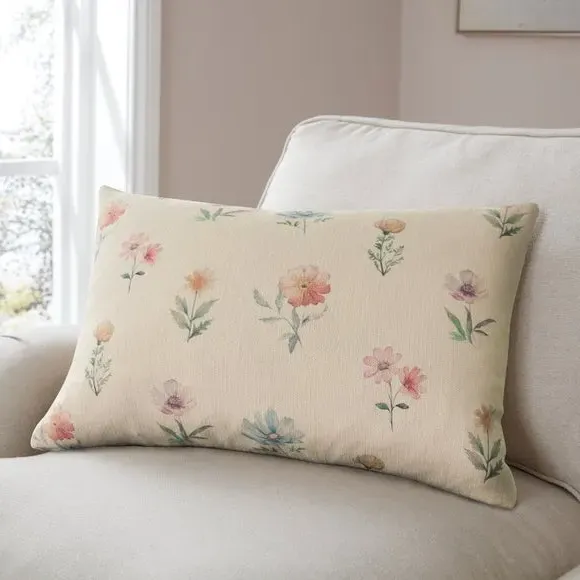 Rectangle Cushion Cover - Natural, Floral Print image