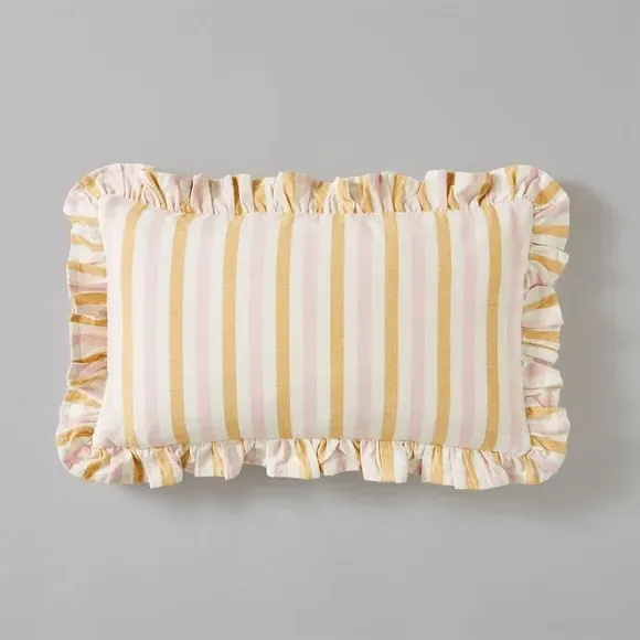 Rectangle Cushion Cover with Frills - Blush
