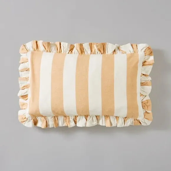 Rectangle Cushion Cover with Frills - Camel