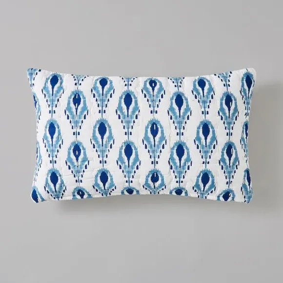 Rectangle Cushion Cover with Zip - Blue, Cotton
