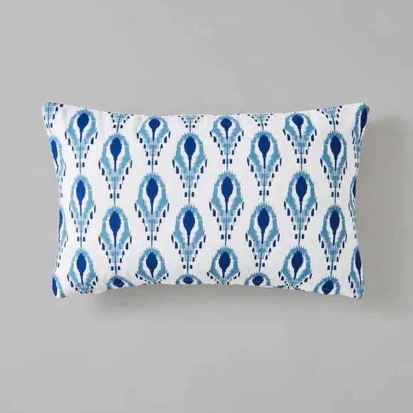 Rectangle Cushion Cover with Zip - Blue, Cotton