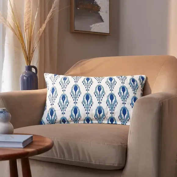 Rectangle Cushion Cover with Zip - Blue, Cotton image