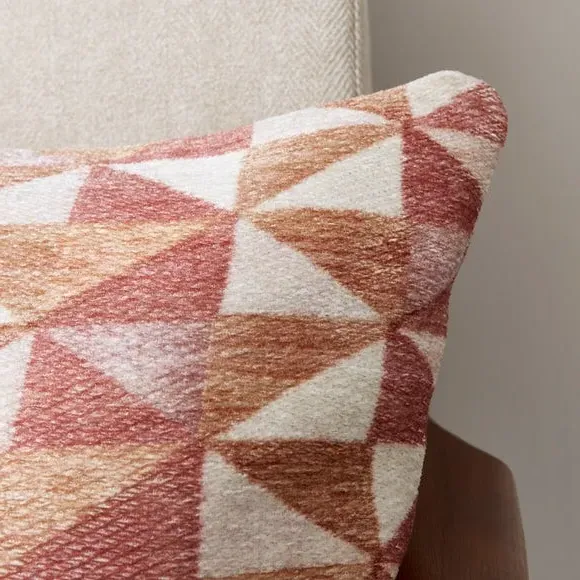 Rectangle Cushion Cover with Zip - Red, Cotton