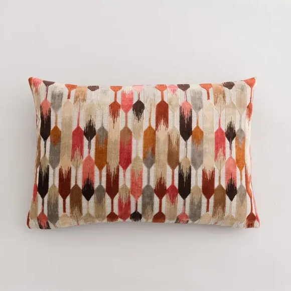 Rectangle Cushion Cut Velvet - Warm Coral