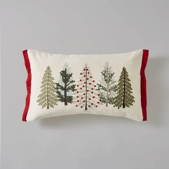 Rectangle Cushion Embroidered - Natural, Cotton