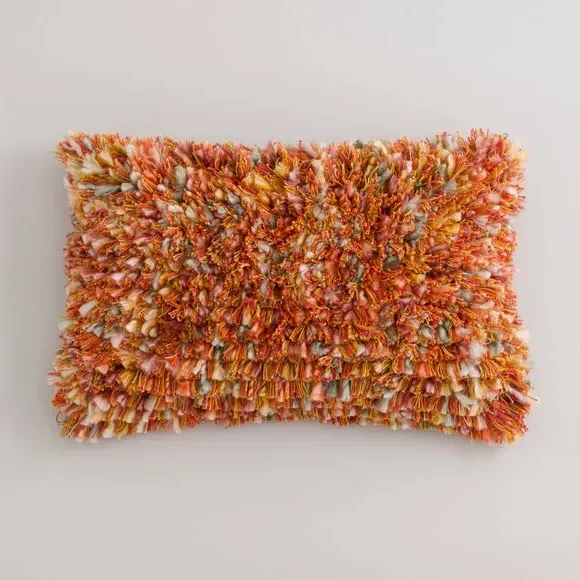 Rectangle Cushion Fluffy Texture - Orange, Cotton