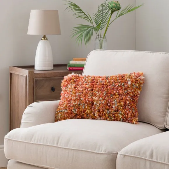 Rectangle Cushion Fluffy Texture - Orange, Cotton image