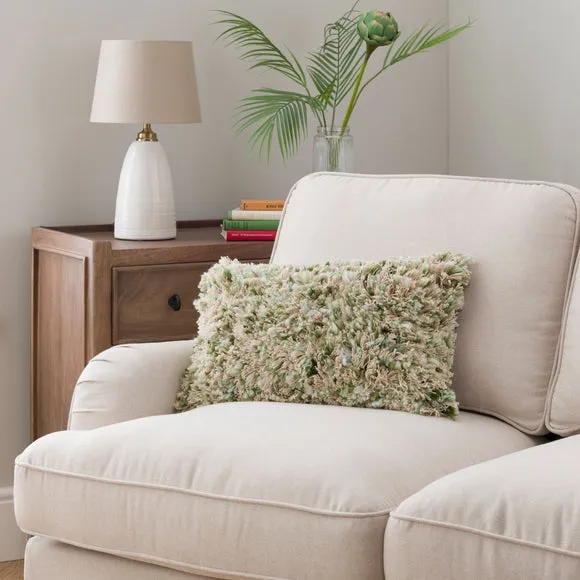 Rectangle Cushion Fluffy Texture - Sage, Cotton