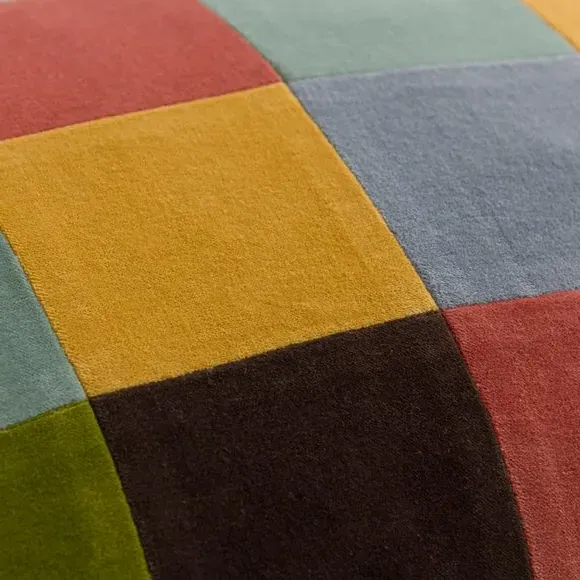 Rectangle Cushion Patchwork Design - Ochre, Velvet
