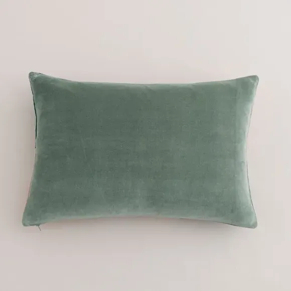Rectangle Cushion Patchwork Design - Teal, Velvet