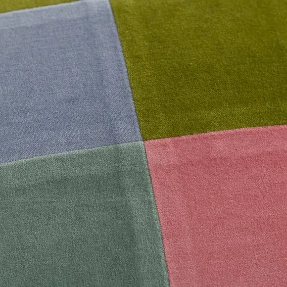 Rectangle Cushion Patchwork Design - Teal, Velvet