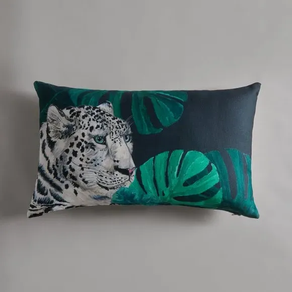 Rectangle Cushion Snow Leopard Print - Multicolor