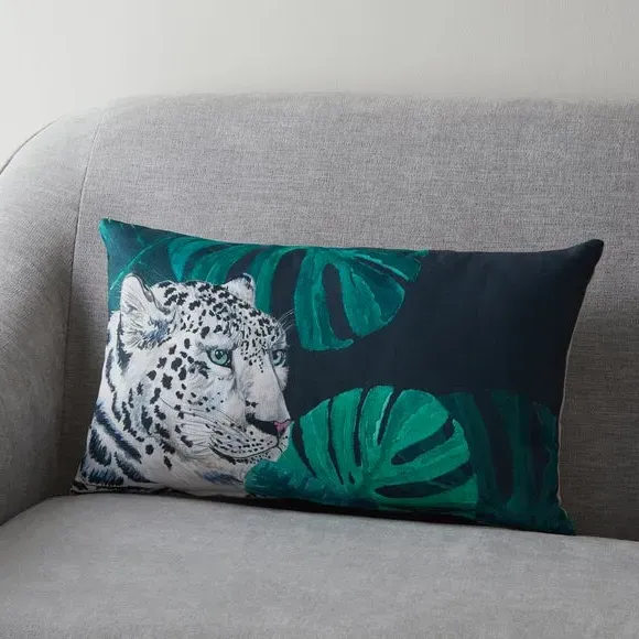 Rectangle Cushion Snow Leopard Print - Multicolor image