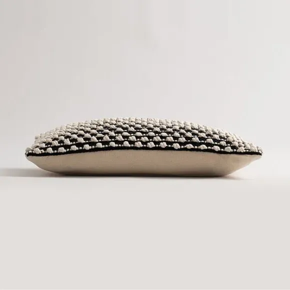 Rectangle Cushion with Bobble Design - Black