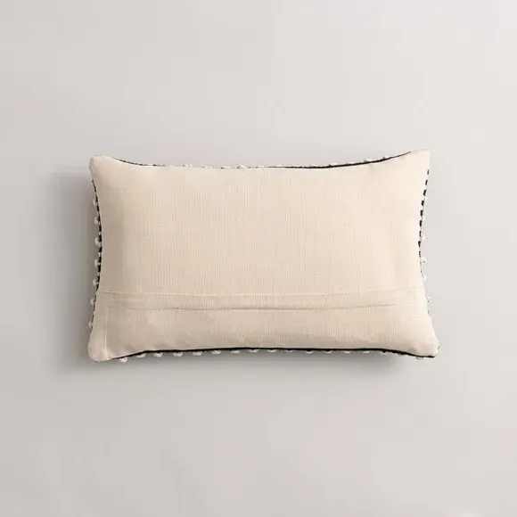 Rectangle Cushion with Bobble Design - Black