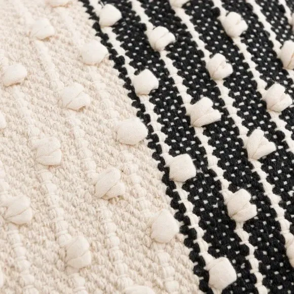 Rectangle Cushion with Bobble Design - Black