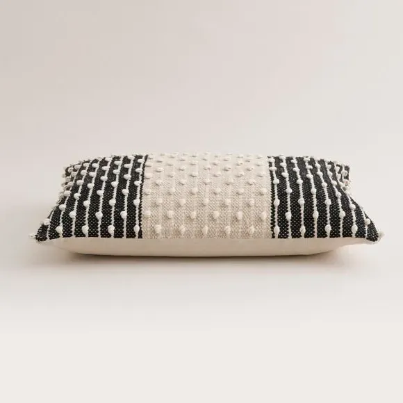 Rectangle Cushion with Bobble Design - Black