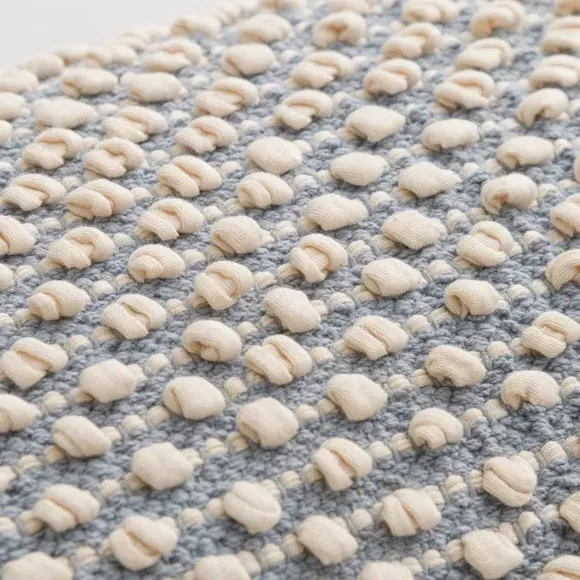 Rectangle Cushion with Bobble Design - Duck Egg
