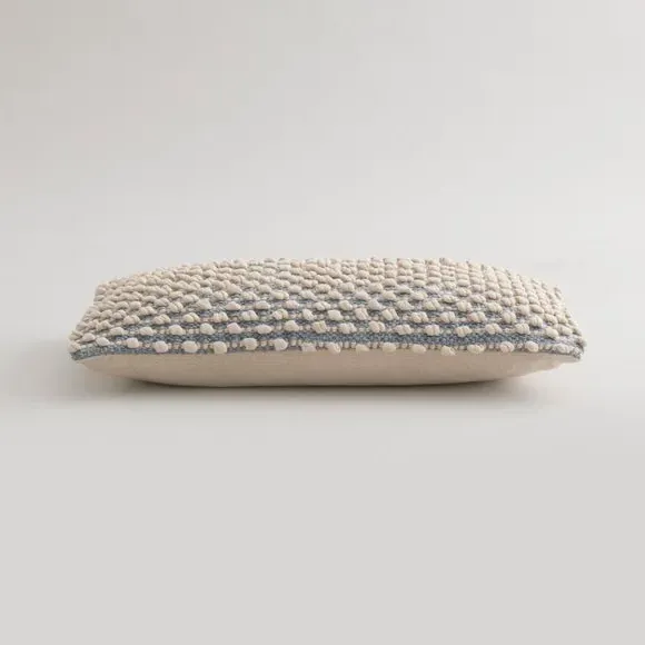 Rectangle Cushion with Bobble Design - Duck Egg