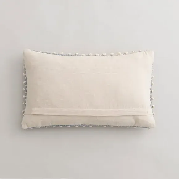 Rectangle Cushion with Bobble Design - Duck Egg