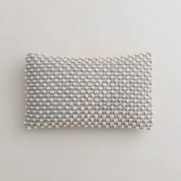 Rectangle Cushion with Bobble Design - Duck Egg