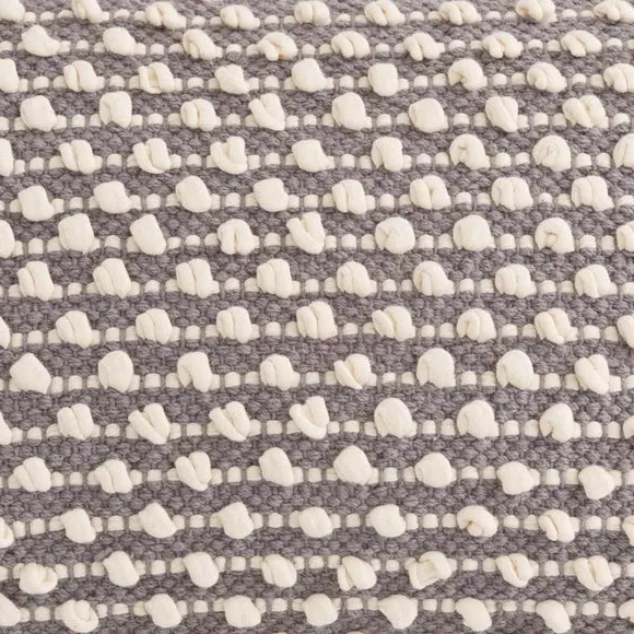 Rectangle Cushion with Bobble Design - Grey