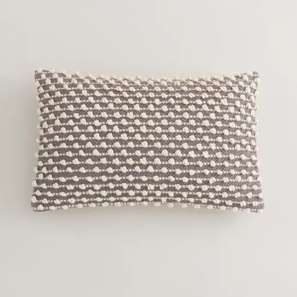 Rectangle Cushion with Bobble Design - Grey