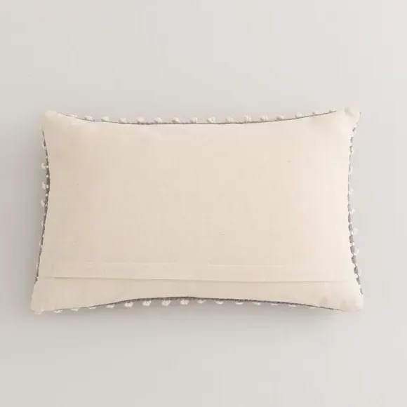 Rectangle Cushion with Bobble Design - Grey