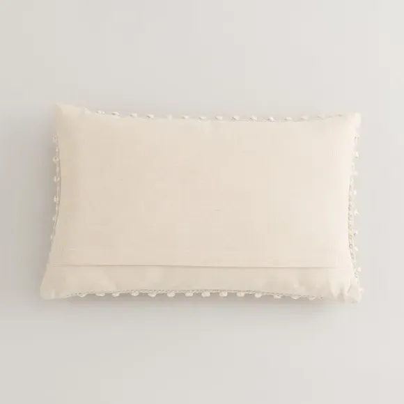 Rectangle Cushion with Bobble Design - Natural