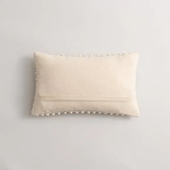 Rectangle Cushion with Bobble Design - Natural