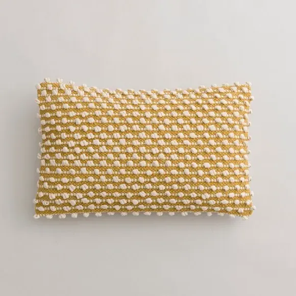 Rectangle Cushion with Bobble Design - Ochre