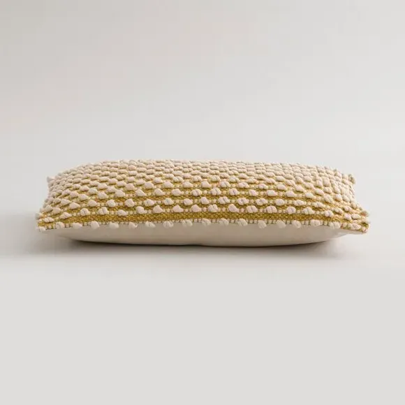 Rectangle Cushion with Bobble Design - Ochre